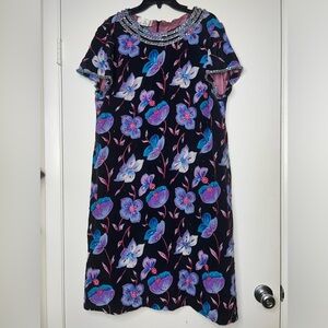 Vintage MUNA COUTURE Custom Made Beaded Lined Fully Silk Dress Sz 16-18